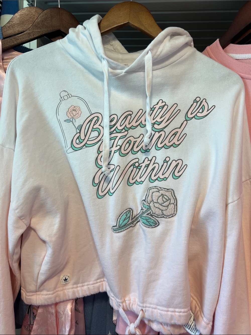 Beauty Is Found Within Cropped Hooded Sweatshirt - Disney Beauty and the Beast